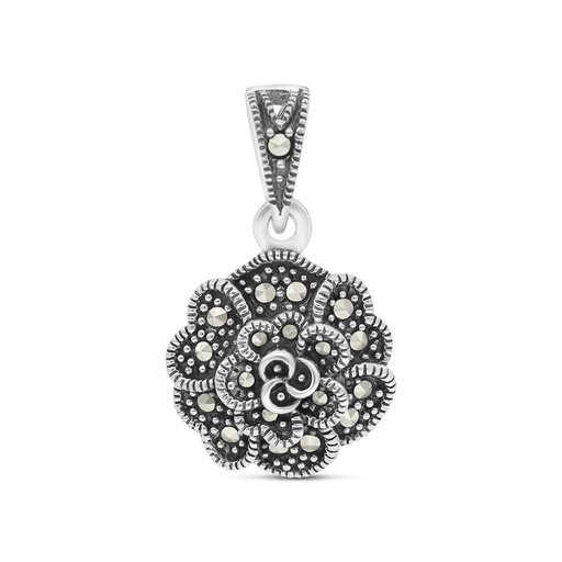 [PND04MAR00000A185] Sterling Silver 925 Pendant Embedded With Marcasite Stones