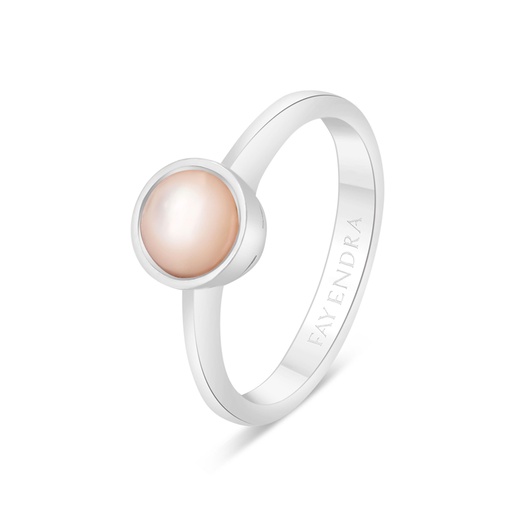 Sterling Silver 925 Ring Embedded With Natural Pink Shell