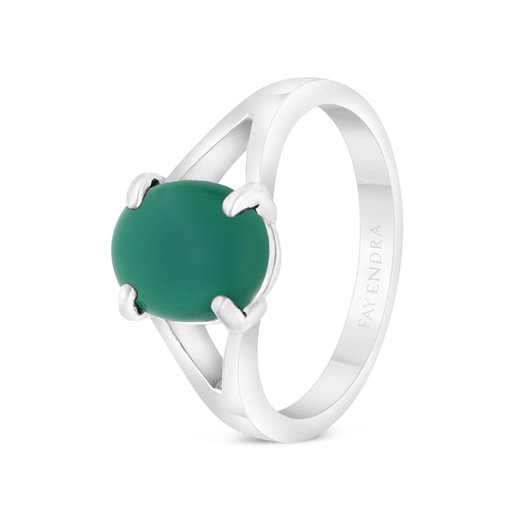 Sterling Silver 925 Ring Embedded With Natural Green Agate