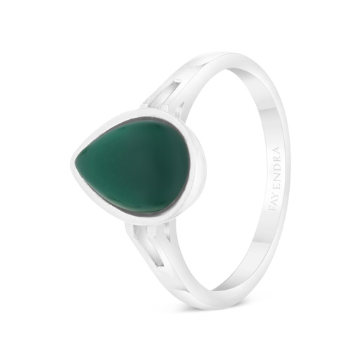 Sterling Silver 925 Ring Embedded With Natural Green Agate