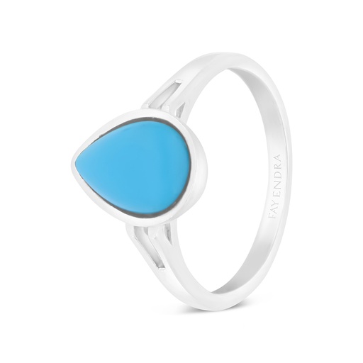 Sterling Silver 925 Ring Embedded With Natural Processed Turquoise 