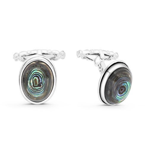 [CFL30ABA00000A208] Sterling Silver 925 Cufflink Rhodium And Black Plated Embedded With Blue Shell 