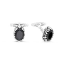 Sterling Silver 925 Cufflink Rhodium And Black Plated Embedded With Black Spinel Stone