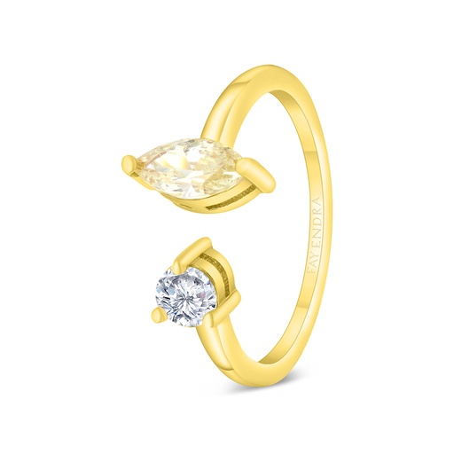 Sterling Silver 925 Ring Gold Plated  Embedded With Yellow Zircon And White CZ
