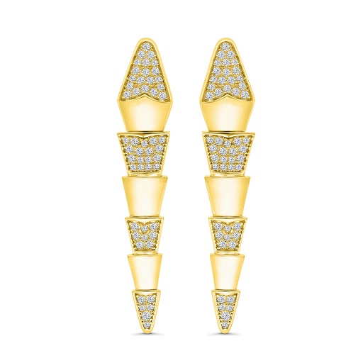[EAR02WCZ00000C014] Sterling Silver 925 Earring Gold Plated Embedded With White CZ