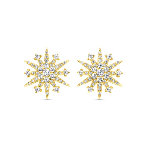 [EAR02WCZ00000C015] Sterling Silver 925 Earring Gold Plated Embedded With White CZ