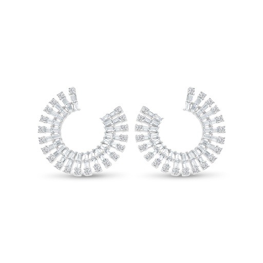 [EAR01WCZ00000C022] Sterling Silver 925 Earring Rhodium Plated Embedded With White CZ