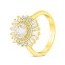 Sterling Silver 925 Ring Gold Plated  Embedded With Yellow Zircon And White CZ