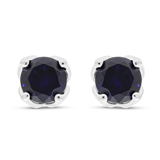 [EAR01SAP00000C043] Sterling Silver 925 Earring Rhodium Plated Embedded With Sapphire Corundum