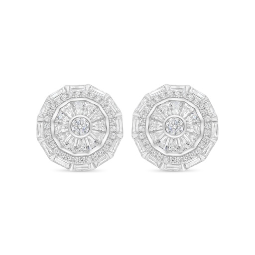 [EAR01WCZ00000C052] Sterling Silver 925 Earring Rhodium Plated Embedded With White CZ