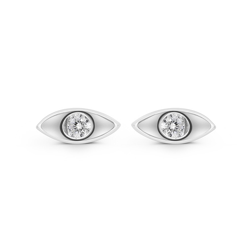 [EAR01WCZ00000C060] Sterling Silver 925 Earring Rhodium Plated Embedded With White CZ