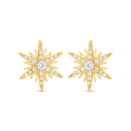 [EAR02WCZ00000C050] Sterling Silver 925 Earring Gold Plated Embedded With White CZ