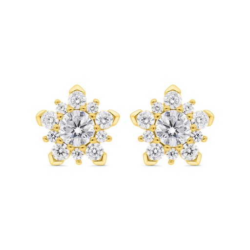 [EAR02WCZ00000C057] Sterling Silver 925 Earring Gold Plated Embedded With White CZ