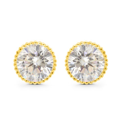 [EAR02WCZ00000C061] Sterling Silver 925 Earring Gold Plated Embedded With White CZ
