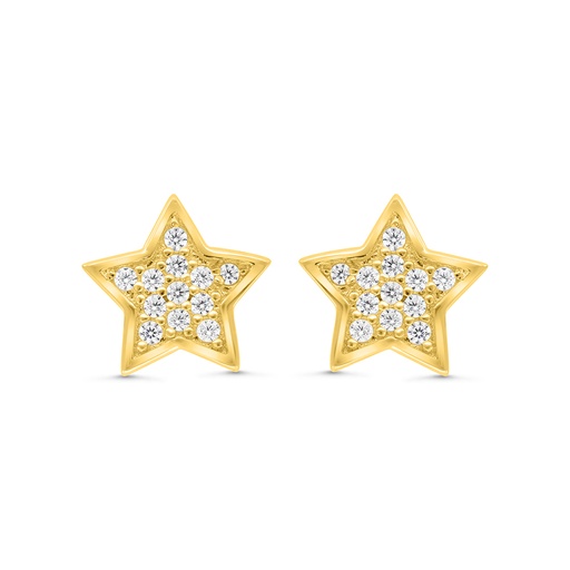 [EAR02WCZ00000C066] Sterling Silver 925 Earring Gold Plated Embedded With White CZ