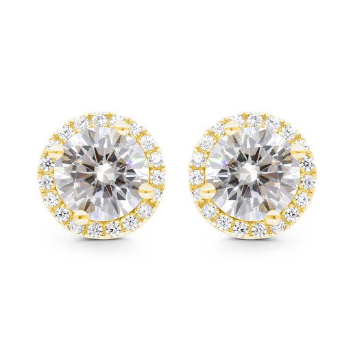 [EAR02WCZ00000C071] Sterling Silver 925 Earring Gold Plated Embedded With White CZ