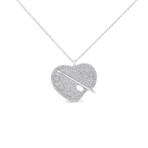 [NCL01WCZ00000B140] Sterling Silver 925 Necklace Rhodium Plated Embedded With White CZ