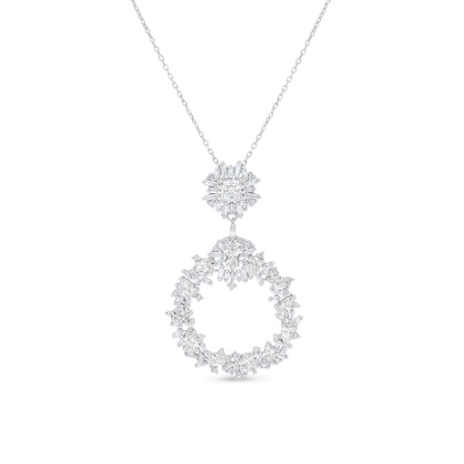 [NCL01WCZ00000B176] Sterling Silver 925 Necklace Rhodium Plated Embedded With White CZ