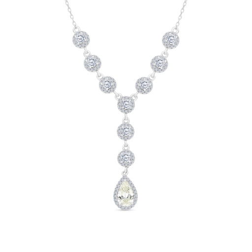 [NCL01CIT00WCZB206] Sterling Silver 925 Necklace Rhodium Plated Embedded With Yellow Zircon And White CZ