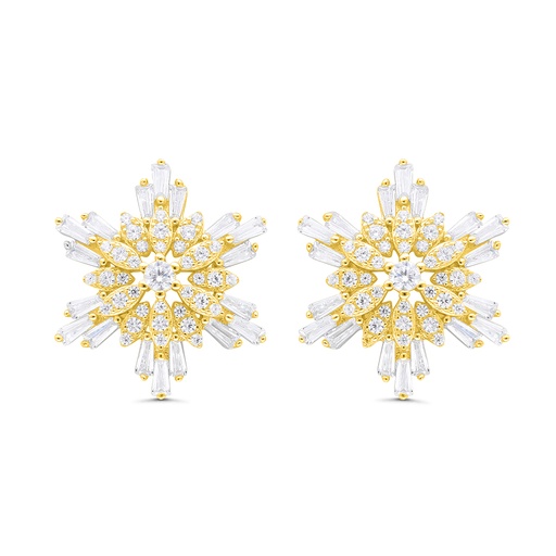 [EAR02WCZ00000C084] Sterling Silver 925 Earring Gold Plated Embedded With White CZ