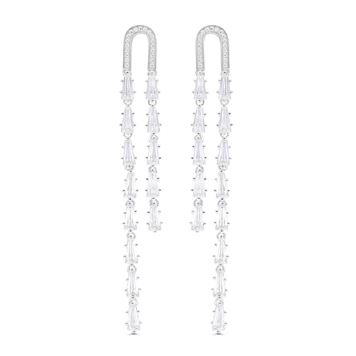 [EAR01WCZ00000C090] Sterling Silver 925 Earring Rhodium Plated Embedded With White CZ
