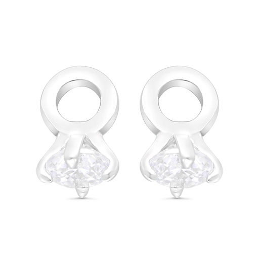 [EAR01WCZ00000C093] Sterling Silver 925 Earring Rhodium Plated Embedded With White CZ