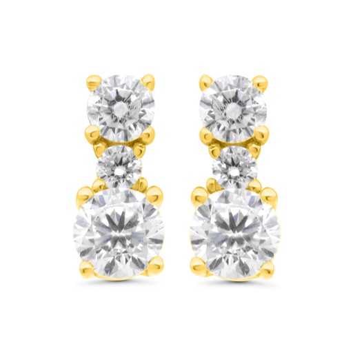 [EAR02WCZ00000C100] Sterling Silver 925 Earring Gold Plated Embedded With White CZ