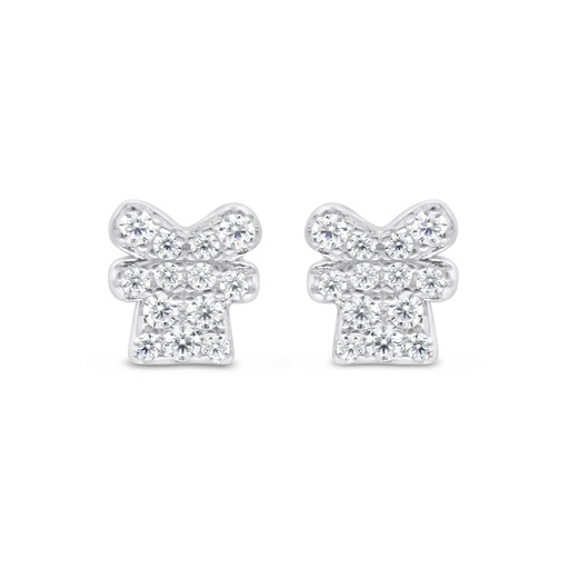 [EAR01WCZ00000C103] Sterling Silver 925 Earring Rhodium Plated Embedded With White CZ