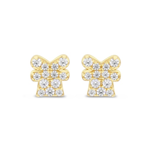 [EAR02WCZ00000C103] Sterling Silver 925 Earring Gold Plated Embedded With White CZ