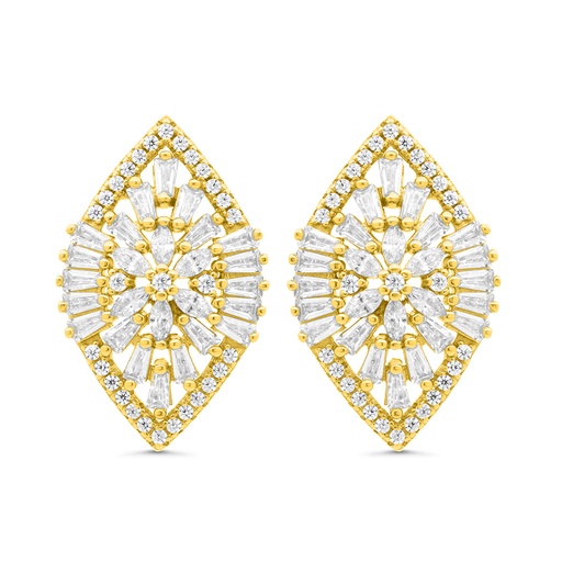 [EAR02WCZ00000C113] Sterling Silver 925 Earring Gold Plated Embedded With White CZ