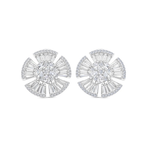 [EAR01WCZ00000C115] Sterling Silver 925 Earring Rhodium Plated Embedded With White CZ