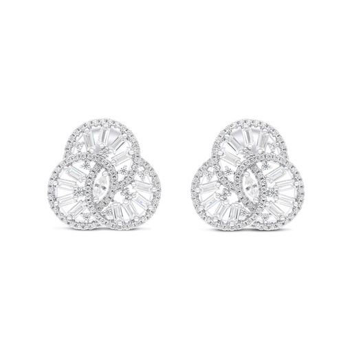 [EAR01WCZ00000C119] Sterling Silver 925 Earring Rhodium Plated Embedded With White CZ