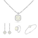 Sterling Silver 925 SET Rhodium Plated Embedded With Yellow Zircon And White CZ