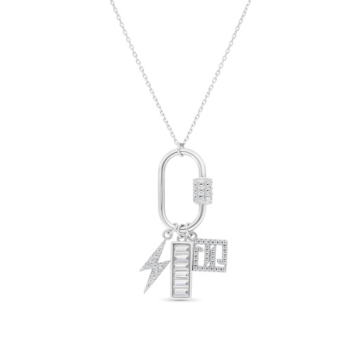 [NCL01WCZ00000B244] Sterling Silver 925 Necklace Rhodium Plated Embedded With White CZ