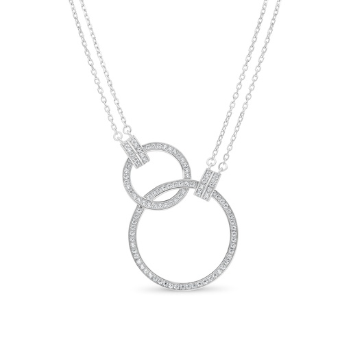 [NCL01WCZ00000B250] Sterling Silver 925 Necklace Rhodium Plated Embedded With White CZ