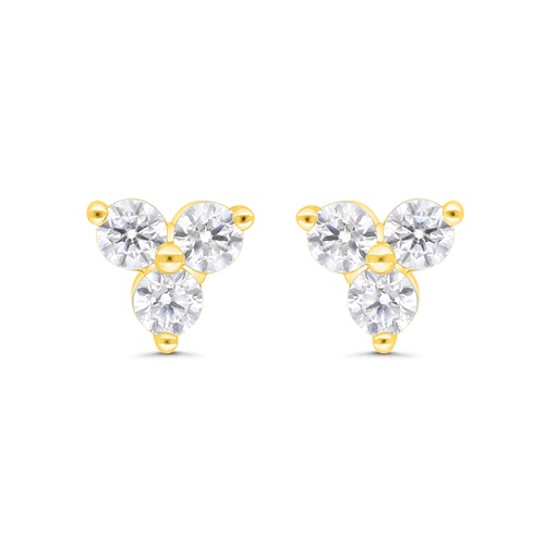 [EAR02WCZ00000C170] Sterling Silver 925 Earring Gold Plated Embedded With White CZ