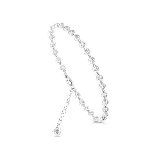 [BRC01WCZ00000B078] Sterling Silver 925 Bracelet Rhodium Plated Embedded With White CZ 