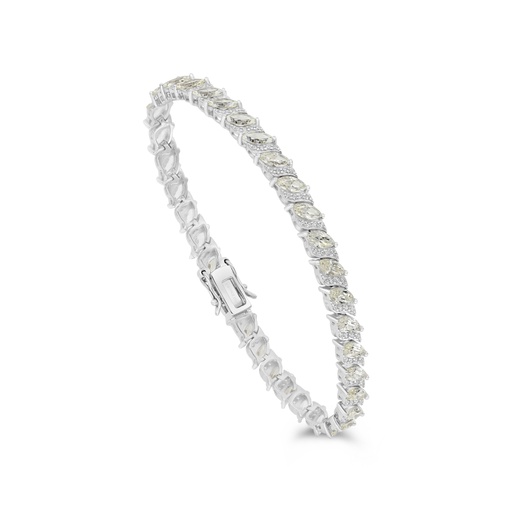 [BRC01CIT00WCZB082] Sterling Silver 925 Bracelet Rhodium Plated Embedded With Yellow Zircon And White CZ