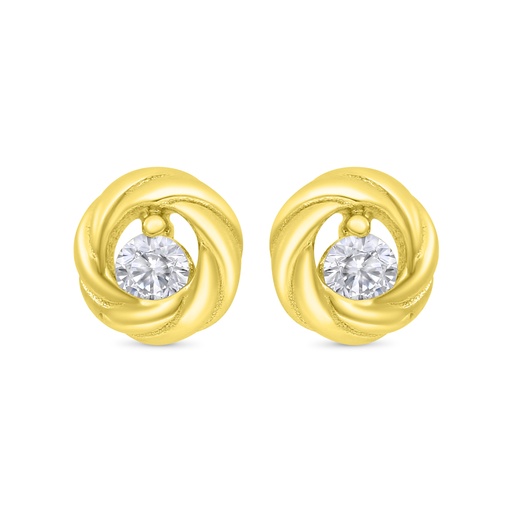 [EAR02WCZ00000C201] Sterling Silver 925 Earring Gold Plated Embedded With White CZ