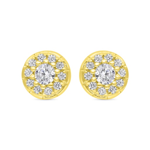 [EAR02WCZ00000C202] Sterling Silver 925 Earring Gold Plated Embedded With White CZ