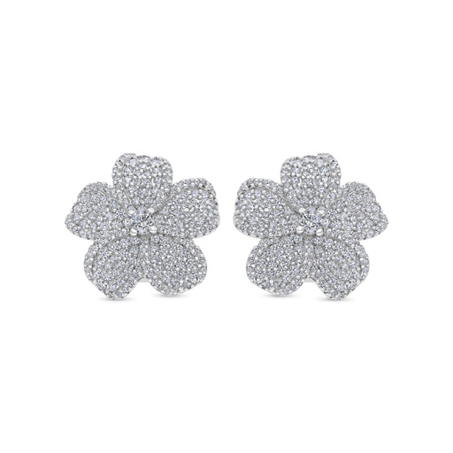 [EAR01WCZ00000C204] Sterling Silver 925 Earring Rhodium Plated Embedded With White CZ