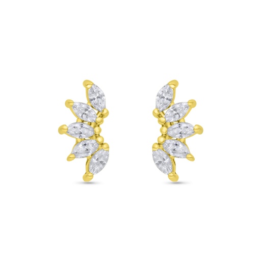 [EAR02WCZ00000C205] Sterling Silver 925 Earring Gold Plated Embedded With White CZ
