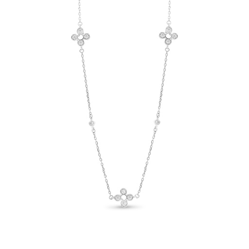 [NCL01WCZ00000B268] Sterling Silver 925 Necklace Rhodium Plated Embedded With White CZ