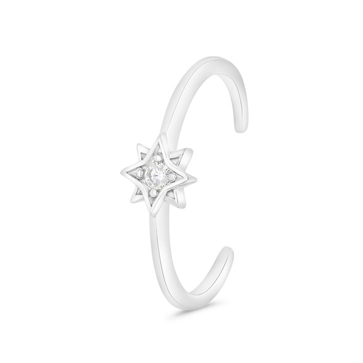 Sterling Silver 925 Ring Rhodium Plated Embedded With White CZ 