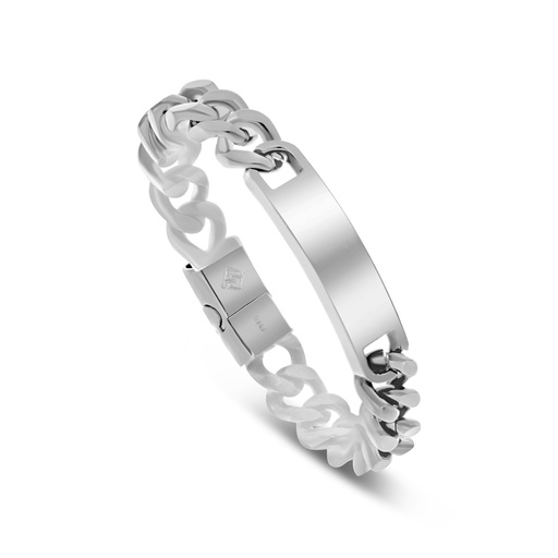 [BRC0900001000A154] Stainless Steel Bracelet, Rhodium Plated For Men 316L