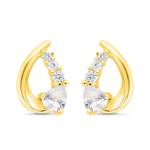 [EAR02WCZ00000C322] Sterling Silver 925 Earring Gold Plated Embedded With White Zircon 