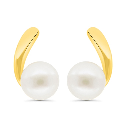 [EAR02FPR00000C295] Sterling Silver 925 Earring Gold Plated Embedded With Natural White Pearl