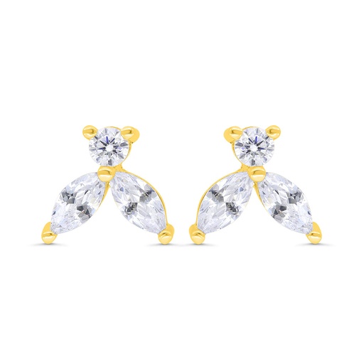 [EAR02WCZ00000C138] Sterling Silver 925 Earring Gold Plated Embedded With White Zircon