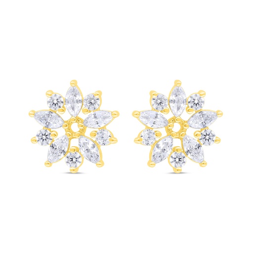 [EAR02WCZ00000C309] Sterling Silver 925 Earring Gold Plated Embedded With White Zircon