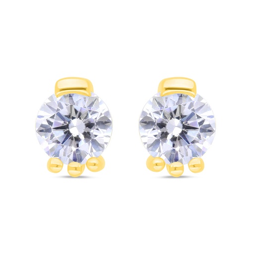 [EAR02WCZ00000B842] Sterling Silver 925 Earring Gold Plated Embedded With White Zircon